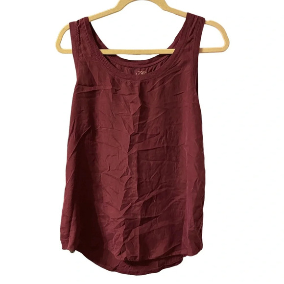 LOFT BURGUNDY SILK FRONT TANK TOP - Picture 1 of 4